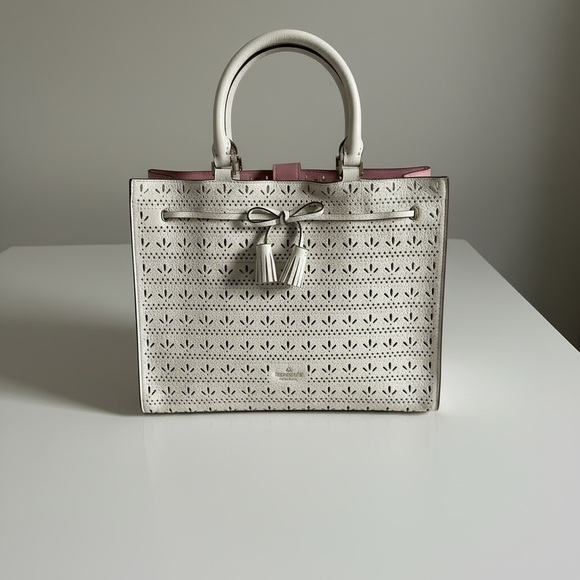 NWOT Kate Spade New York Hayes Perforated Leather Tote. with Bow & Tassel - Picture 10 of 12
